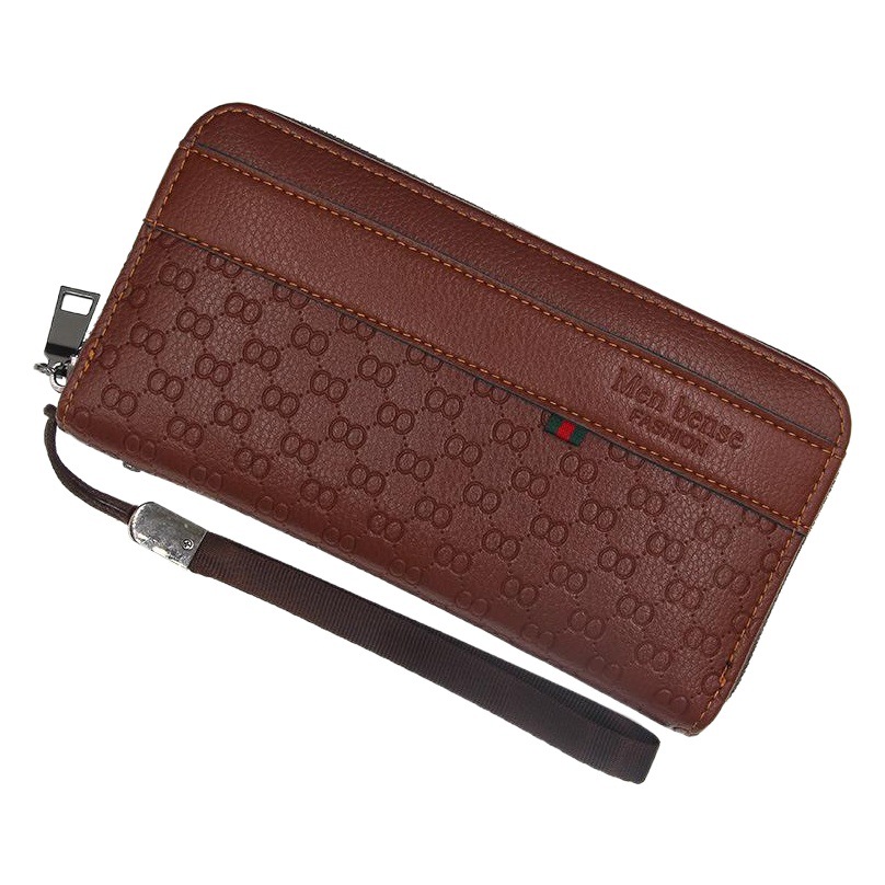 Nuevos hombres de la moda embrague largo gran capacidad negocios cremallera cartera pequeño bolso suministro directo fábrica