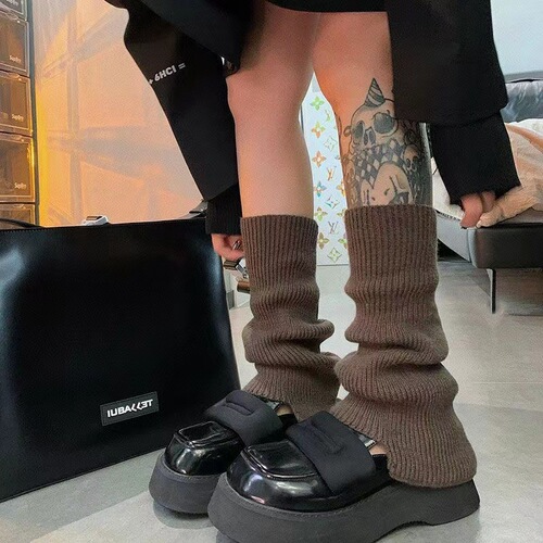 Autumn and winter lolita puffy jk Harajuku style solid color sock boots soft, chewy, warm stacked leg covers