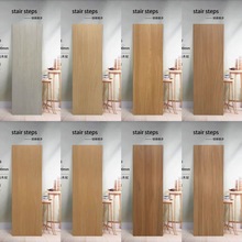 490*1500楼梯仿木纹木地板原木奶油风客厅别墅瓷砖楼梯踏步