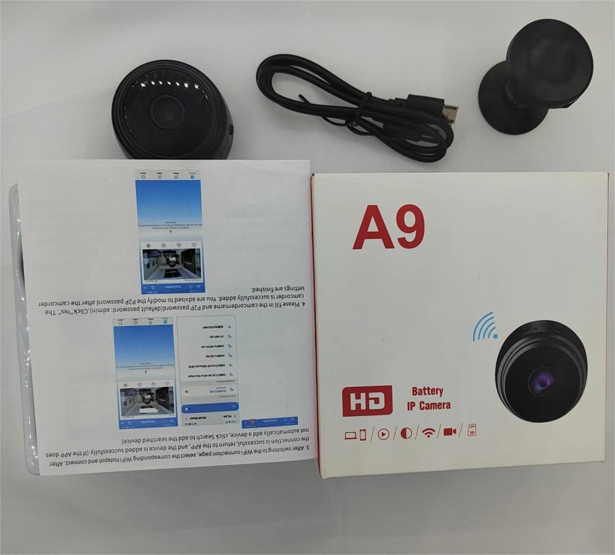 Sınır Ötesi Bestseller Toptan A9 Uzak Kumanda Kablosuz Ağ HD İzleme Kamerası 360 Derece Dedektörlü Gece Görüşlü Koruma