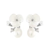 White earrings pearl, flowered