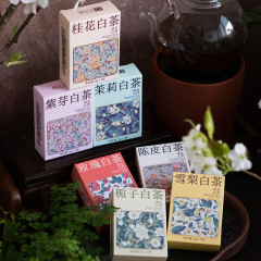 花開辰錦茶葉のお土産白茶桂花陳皮紫芽お返しギフトボックス