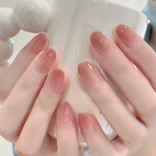 Fashionable Pink and White Gradient Manicure 24 Pieces Finished Nail Patches Sweet and Cute High-End Wearable Fake Nails