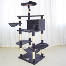 外贸猫爬架猫咪玩具猫抓板剑麻多猫专用猫窝猫树玩具跳台绒布猫窝