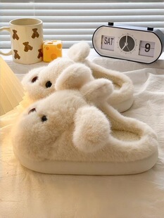 D 91882 Plush dog ear house slippers ë�q�����Ҿ���Ь