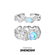 不规则熔岩月光石戒指女小众设计高级感轻奢百搭时尚个性活口饰品