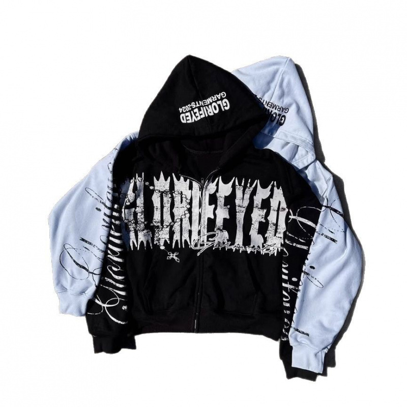 Trendige Herrenbekleidung: Personalisiertes bedrucktes Sweatshirt mit Reißverschluss, langärmelig, Kapuze, Retro-Stil für Damen und Herren_voghion.com