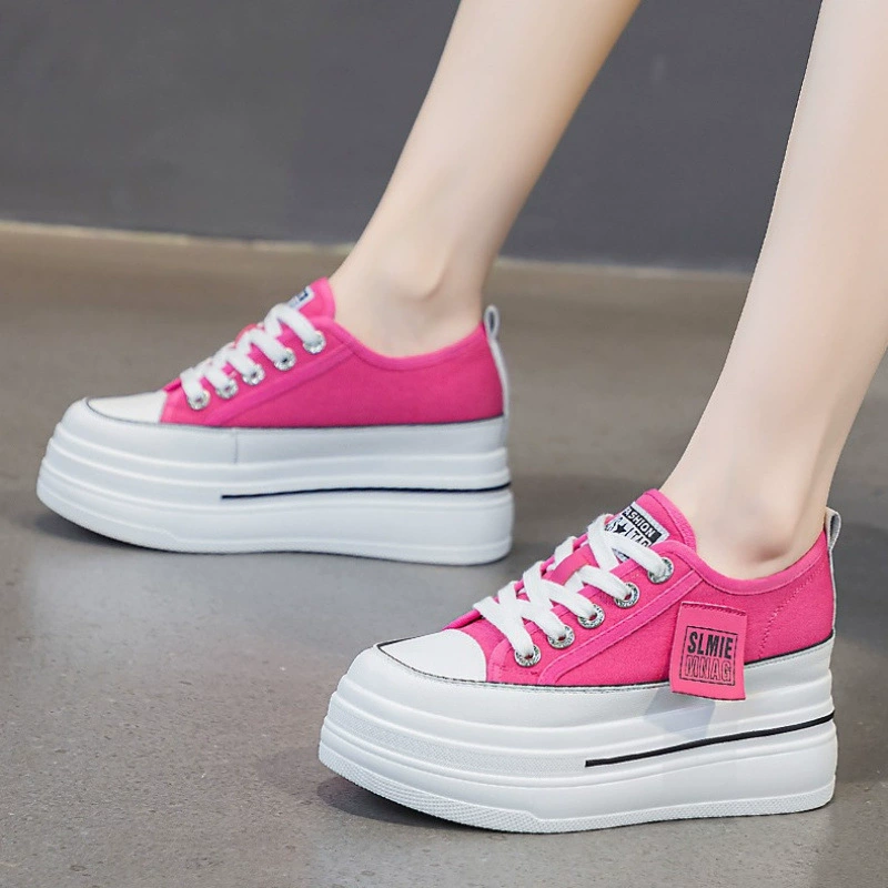 白枕鹤 Fuchsia cloth footwear, sports universal high sports shoes platform, trend of season