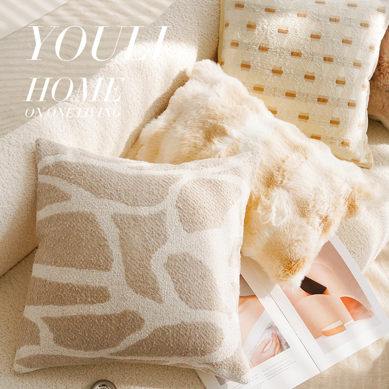 Crema Mellard retro sensación de alta calidad conejo pelusa almohada funda sofá almohada de cintura almohada almohada de cama con núcleo famoso alojamiento