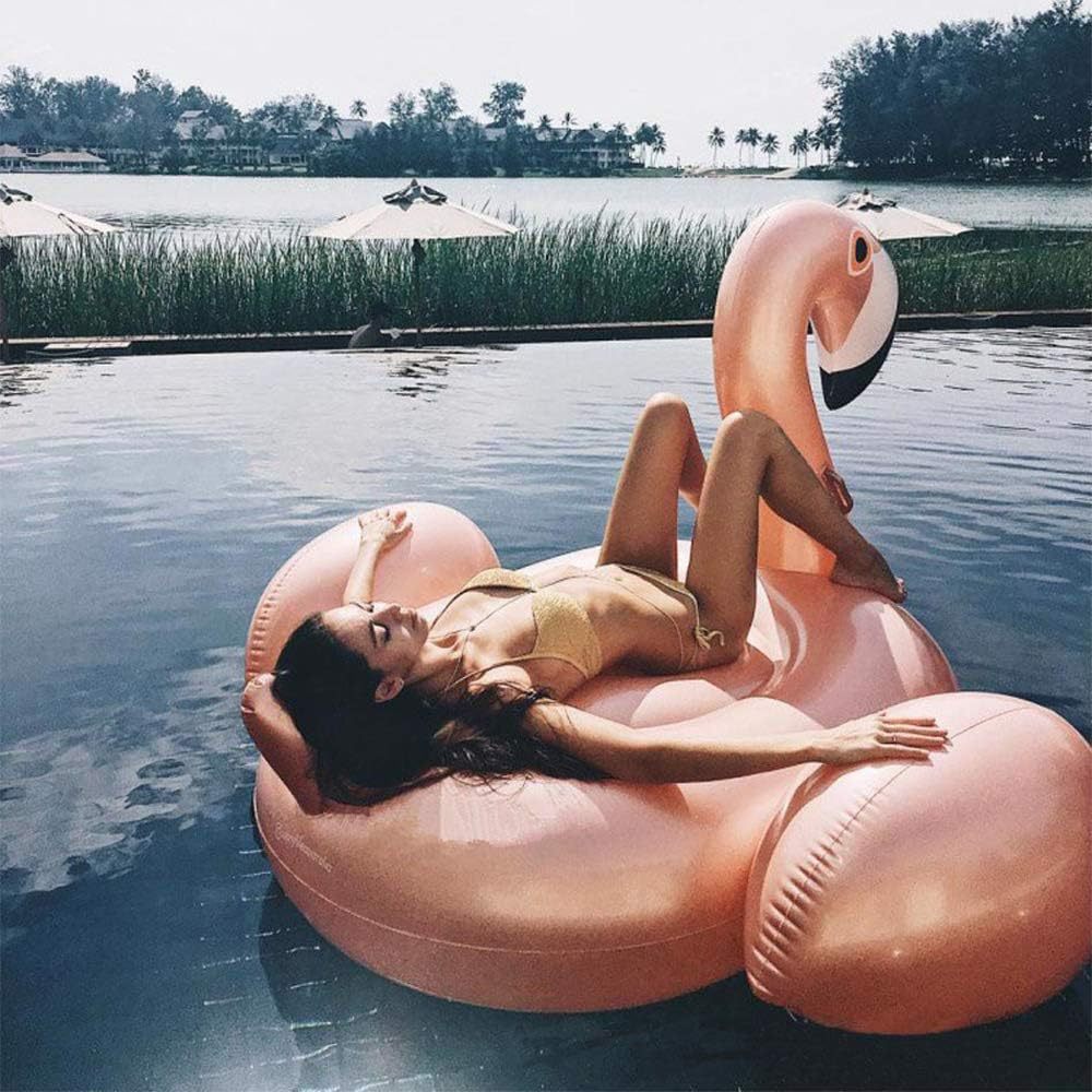 Flotador inflable de PVC, flamenco rosa dorado, para piscina, juegos acuáticos, transfronterizo