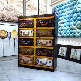 复古皮具斗柜店面道具家具床头柜理发柜彩色柜餐厅柜角几柜立柜