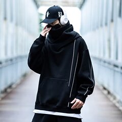 高襟のフード付きの男性と女性の春と秋の重ポンドの高い街の機能風のカジュアルなゆったりしたカップルの上着のコートが湿っています。