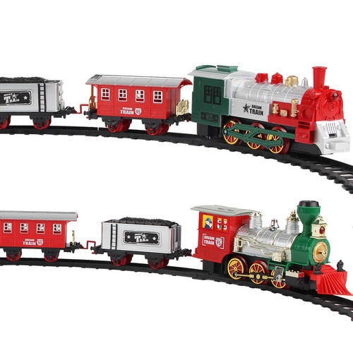 Christmas toy car foreign trade cross-border children's electric track classical train smoke simulation sound and light holiday gift