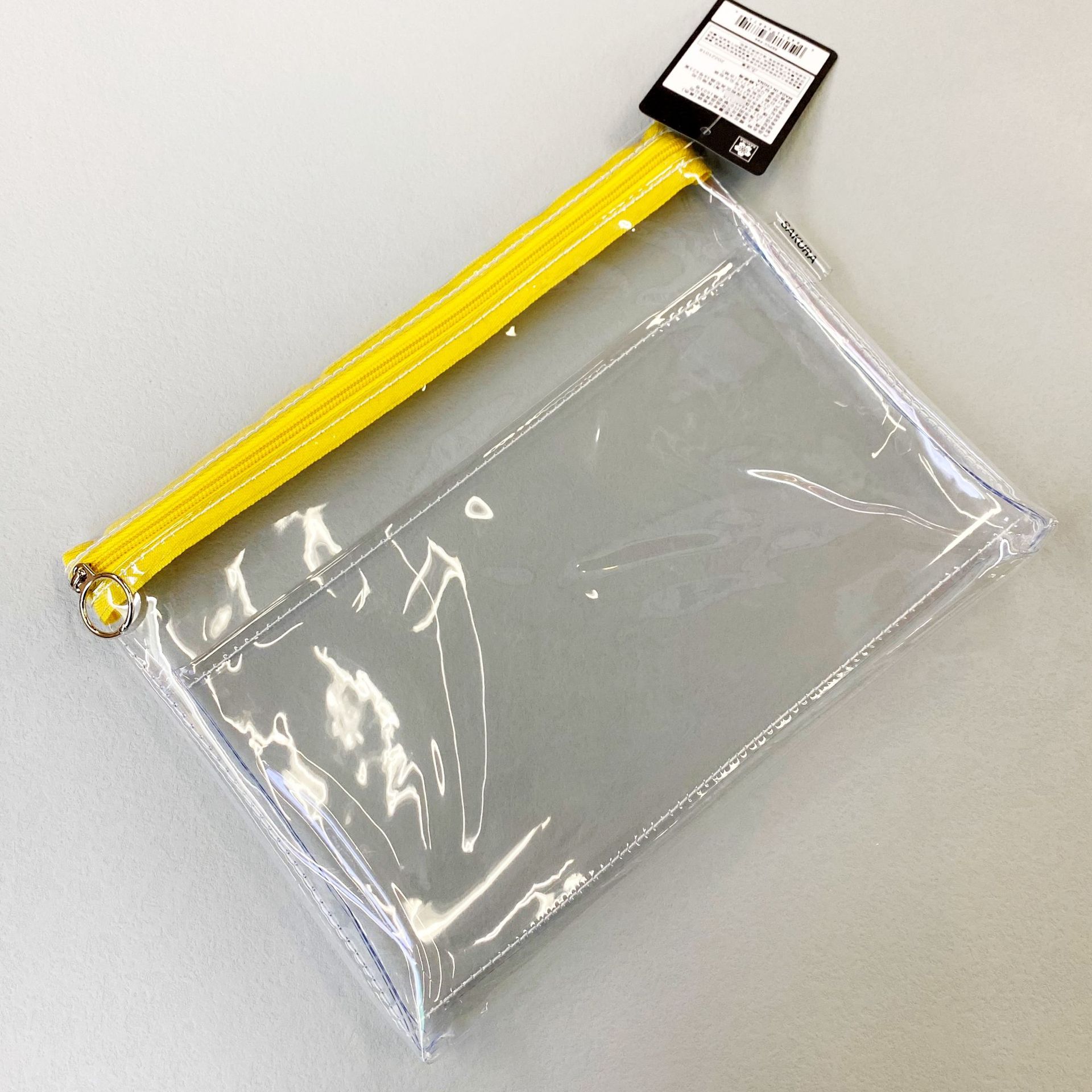 Japonés Sakura flor de cerezo transparente examen lápiz caso doble cremallera simple gran capacidad lápiz caso para hombres y mujeres estudiantes