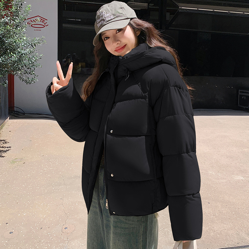 2025, invierno nuevo estilo coreano suelto femenino delgado exterior pequeño alto abrigo corto caliente moda