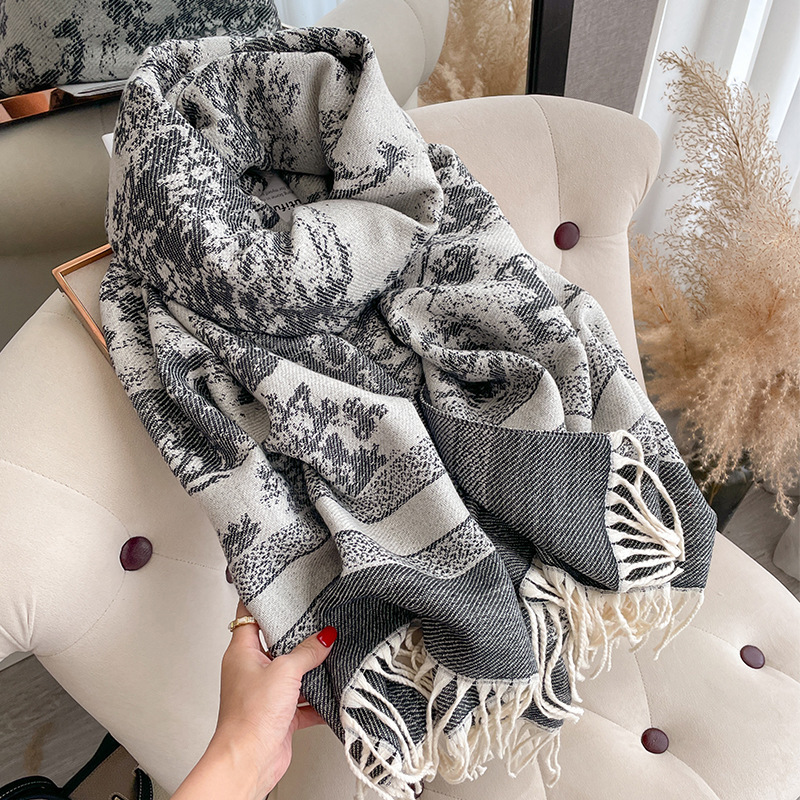 2023 Autunno e Inverno Nuova Imitazione Sciarpa di Cashmere Moda Donna Versatile Scialle Caldo a doppia faccia Mille Uccelli_voghion.com