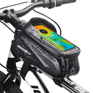 自転車フレームバッグ 防水ハードシェル スマホ対応