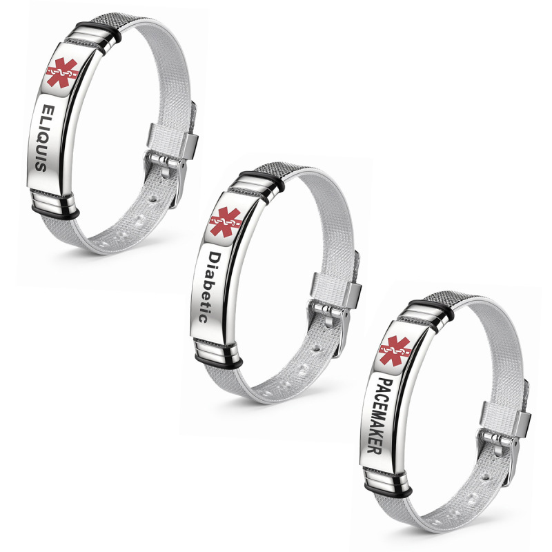 Cross-Border Amazon Stainless Steel Bracelet Medical Warning Bracelet with Engraving Options DIY Adjustable Men's Jewelry Cross-Border Amazon Stainless Steel Bracelet Medical Warning Bracelet with Engraving Options DIY Adjustable Men's Jewelry