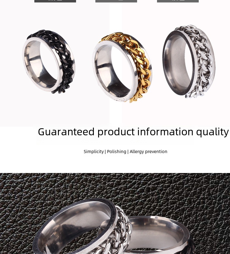 Accessori alla moda in acciaio al titanio caldo, anello a catena girevole in acciaio inossidabile per l'apertura delle bottiglie, anello girevole alla moda per l'apertura delle bottiglie da uomo_voghion.com