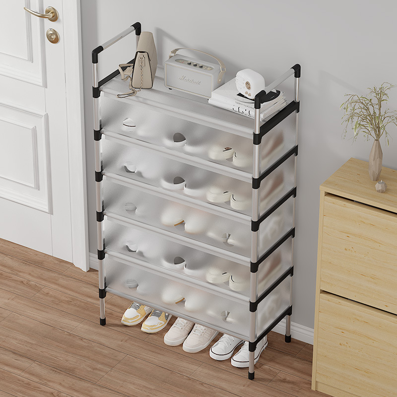 Estante de zapatos multicapa a prueba de polvo puerta de almacenamiento de armario de zapatos multifuncional estante de almacenamiento combinado de ahorro de espacio dormitorio estante de zapatos modelo de zapatos