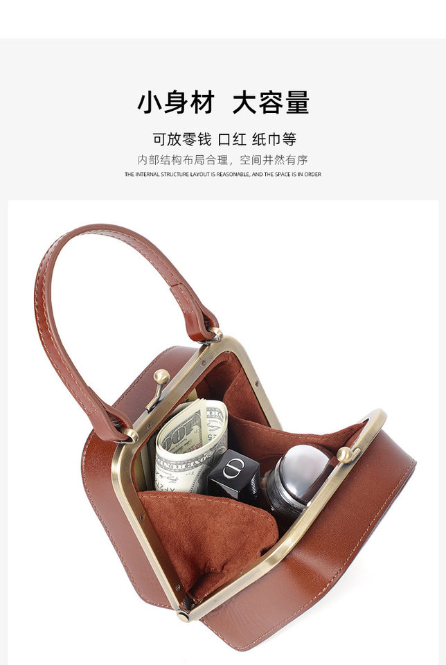 Túi đeo chéo kiêm ví tiền lẻ da bò thật dạng hộp vuông nhỏ có dây xích, 10×10×7,5 cm — Tùy chỉnh chi tiết 7