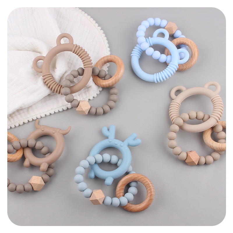 DIY bebé creativo anillo de beech pulsera de plástico juguete creativo silicona osos de plástico dientes de goma palillo de dientes