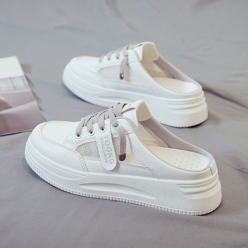 New Summer Half-Slip White Shoes Women's Shoes Outerwear Lazy Ins Trendy Sandals Baotou Fashion Slippers