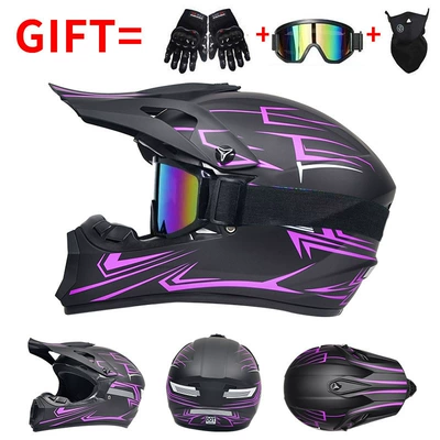 Motorcycle Safety Supplies — Go-Kart Downhill Bicycle Helmets - purple-track-exclusive-export-edition-includes-a-free-3-piece-gift-set-s-55-56-head-circumference