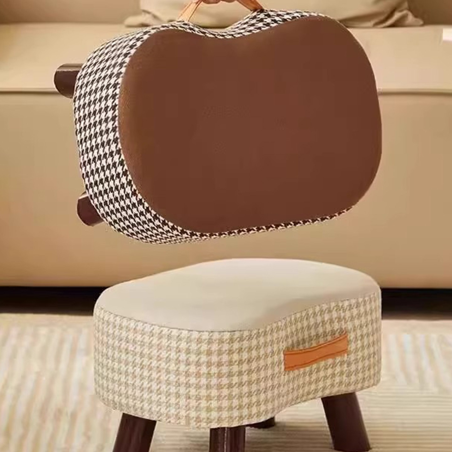 Household Small Stool with Soft Cushion, Non-Slip Chair, Thickened Footstool, Bathroom Living Room Bench, Coffee Table Bench, Sofa Stool M&