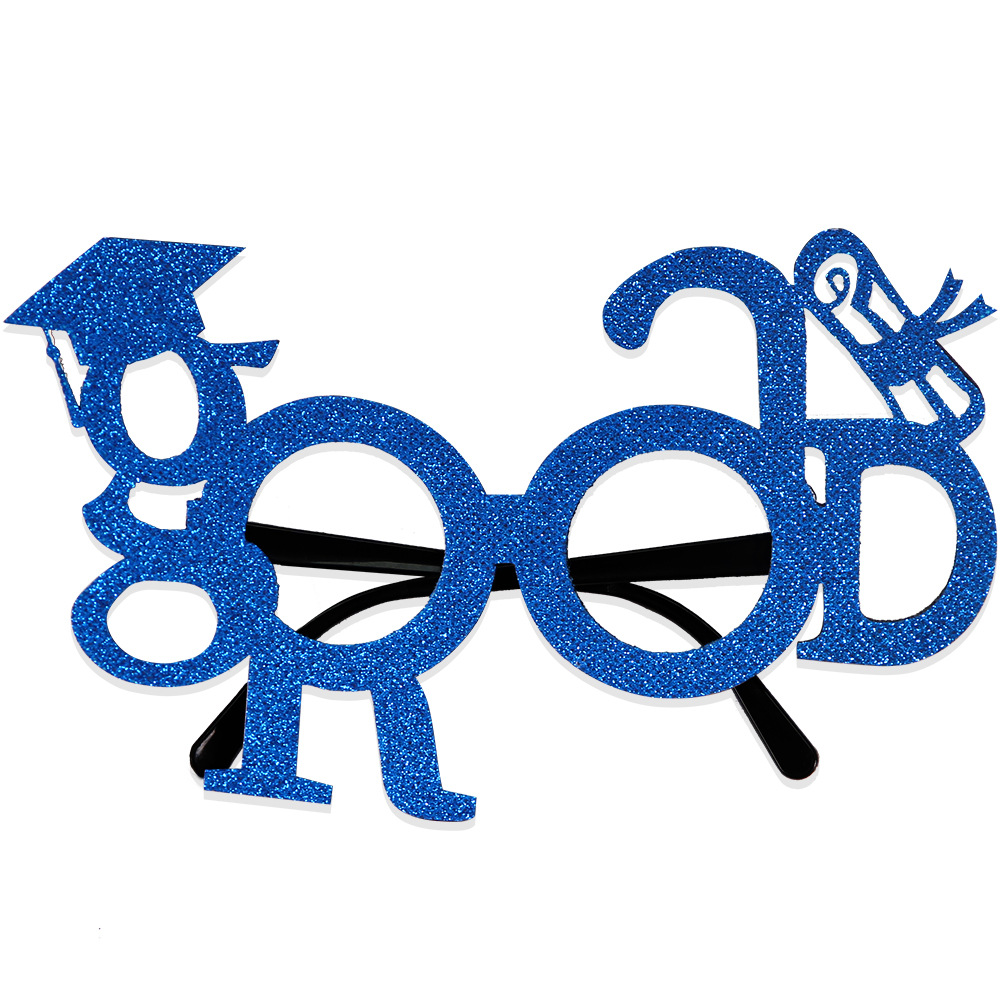 Gafas de fiesta temáticas de la temporada de graduación 2025 letras GRAD montura de gafas divertidas ceremonia de graduación gafas perforadas con fotos