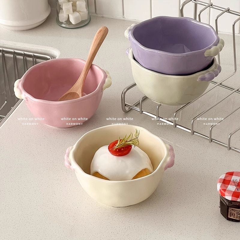 超可愛い～insガールセラミッククリーム釉下色丼寮女子家庭用食器高価値|undefined