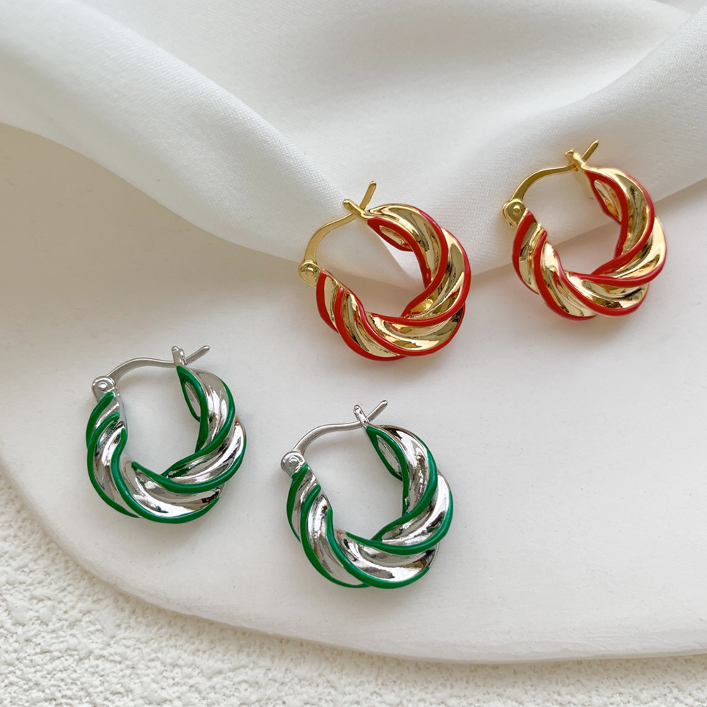 12g Weight Earrings Classification 1 Pair Quantity Daily, Shopping Occasion 1 Pair Retro Roman Style Geometric Plating Copper Earrings