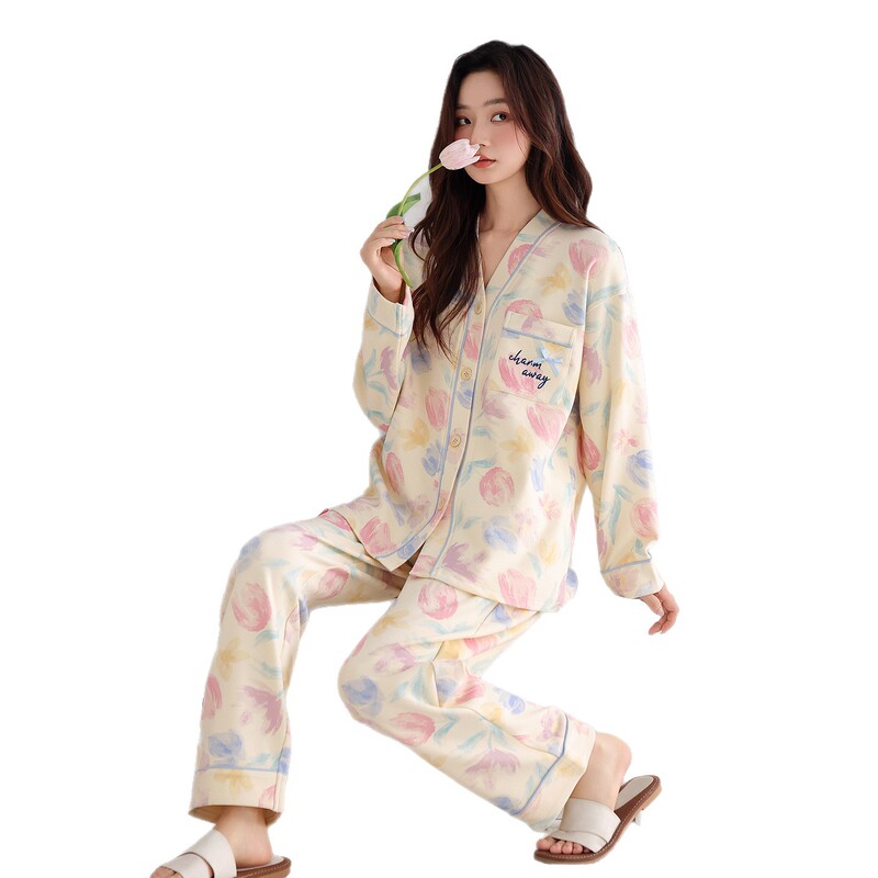 德绒保暖加绒睡衣女秋冬季长袖长裤和服V领开衫可外穿大码家居服|undefined