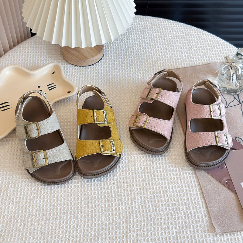 Zapatos romanos para niñas primavera y otoño 2026 nuevas sandalias de velcro de botellas de bot