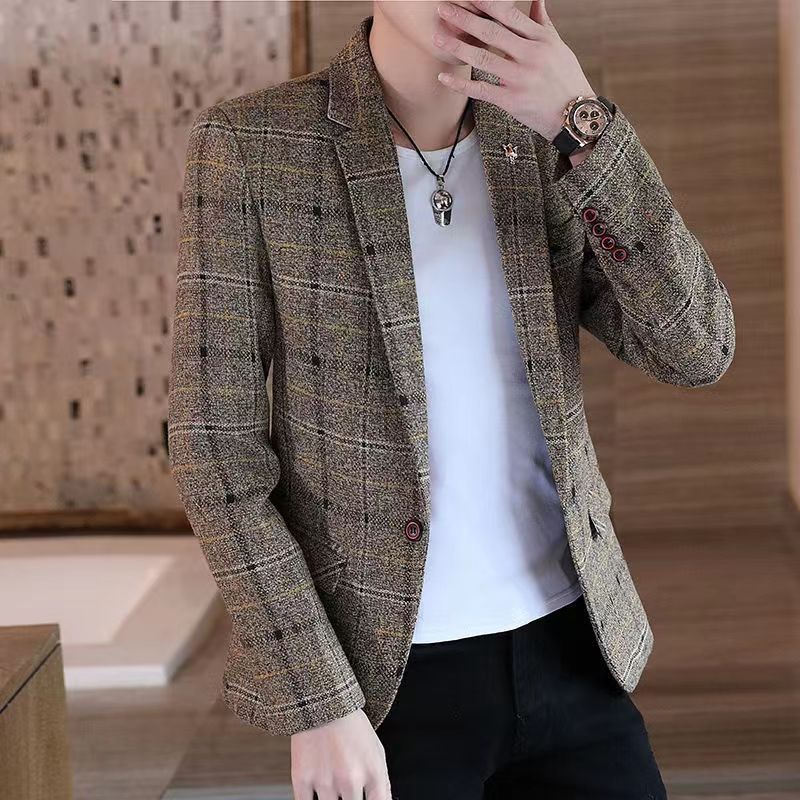 商务休闲西装春秋季男士韩版修身外套百搭小西装单西上衣简约休闲|undefined
