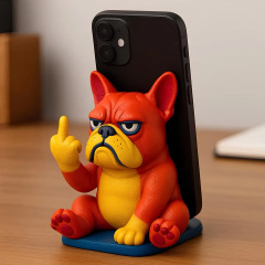 跨境新Funny Bulldog Phone Holde 中指斗牛犬手机支架树脂工艺品