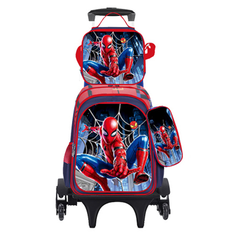 Export Trolley Mochila mochila con luz en la parte posterior para estudiantes de primaria de grado 1-6 nueva mochila de nailon de gran capacidad para subir escaleras