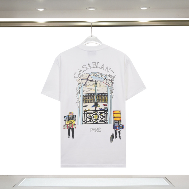 メンズ半袖 260g カサブランカ半袖 2025 春夏新作 カラープリント CASA ピュアコットン半袖|undefined