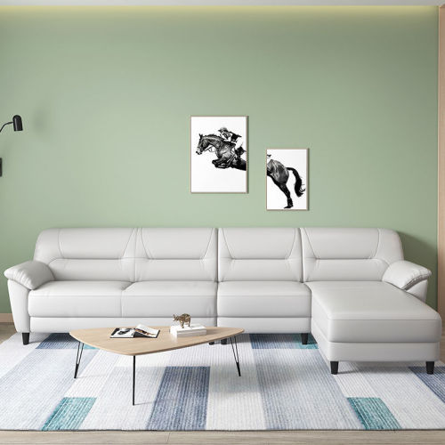 Nordic-style modern minimalist 3-seater leather sofa—perfect for small apartments, ideal for living rooms, and crafted from premium, top-layer cowhide with a luxurious chaise lounge design.