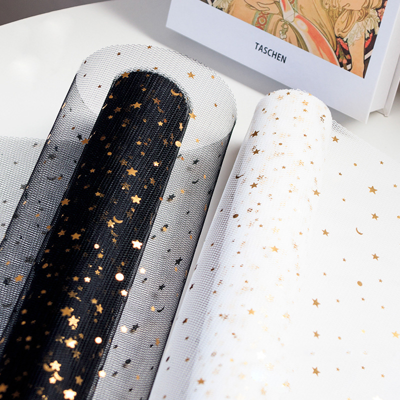 烫金星月纱网 韩式玫瑰花束DIY材料包花纱网鲜花烘焙花店包装资材