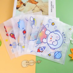 加厚透明防水拉邊袋卡通PVC學生試卷收納袋指環拉鏈筆袋小文件袋