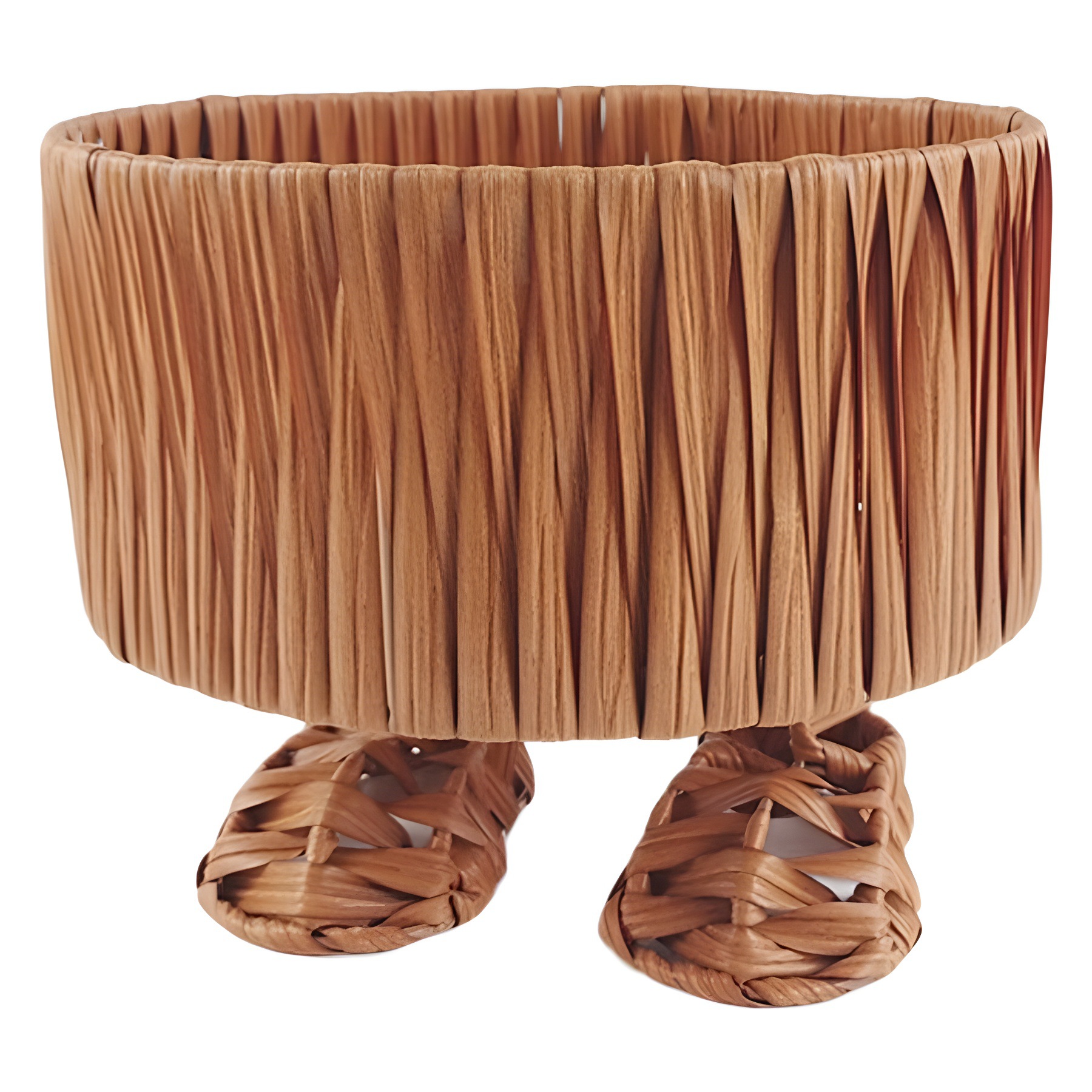 Cesta de almacenamiento de pequeños monstruos tejidos de caña de dibujos animados lindos pies grandes canasta de frutas de escritorio sala de estar bocadillos canasta de almacenamiento