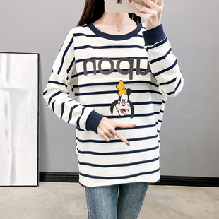 Pure Cotton Spring and Autumn nursing top for hot mom postpartum nursing long-sleeved sweater home wear early autumn outdoor fashion