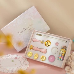 Fire paint seal set manufacturer wholesale full set of seal head envelope sealing Valentine's Day gift cherry blossom fire paint wax particles