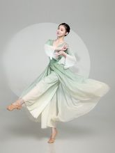 古典舞蹈服中国舞蹈服中国风显瘦纱衣套装渐变浅绿色裤裙网纱上衣