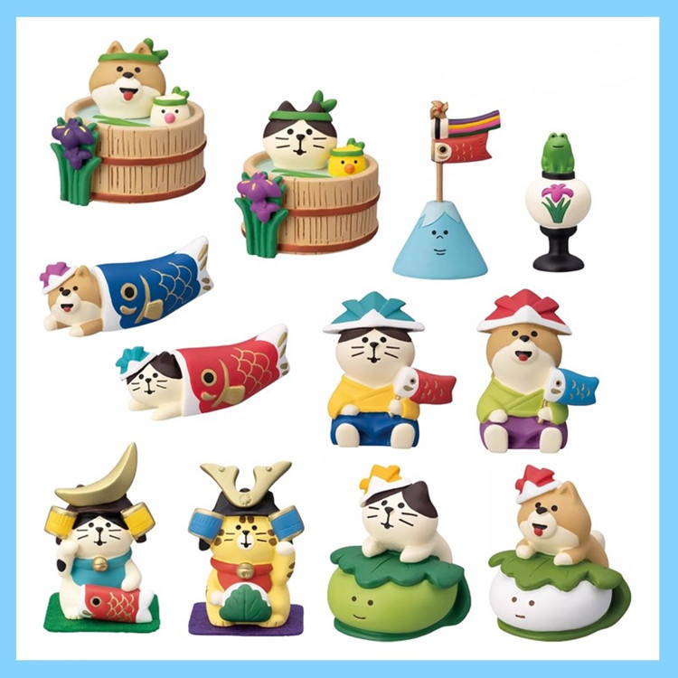 Japanese-Style Cat Zakka Dragon Boat Festival Celebration Car Home Cat Resin Cute Ins Small Ornament Gift Miniature Photography