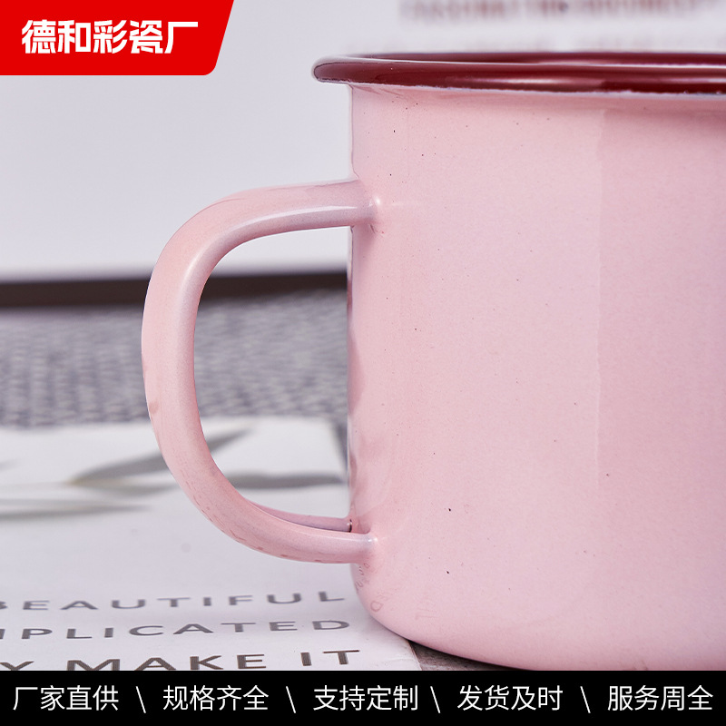 SEDEX4P borde retro taza de esmalte regalo taza de agua tetera vino taza de esmalte tradicional de estilo antiguo fábrica directa