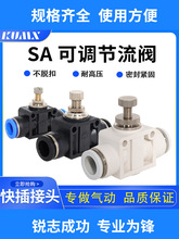 气动SA4接头SA6管道节流阀SA8 SA10 SA12 可调节塑料气管接头