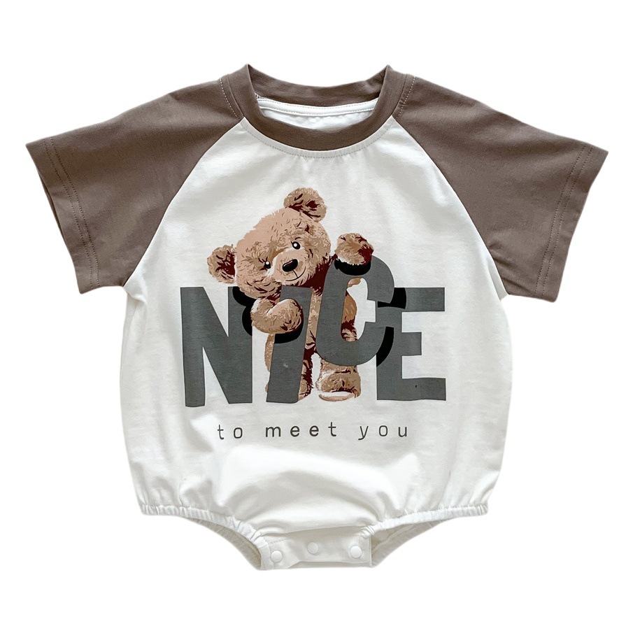 Moda 2023 Verano estilo Coreano flojo de los hombres vaina del triángulo bebé oso pardo mameluco algodón suave y cómodo