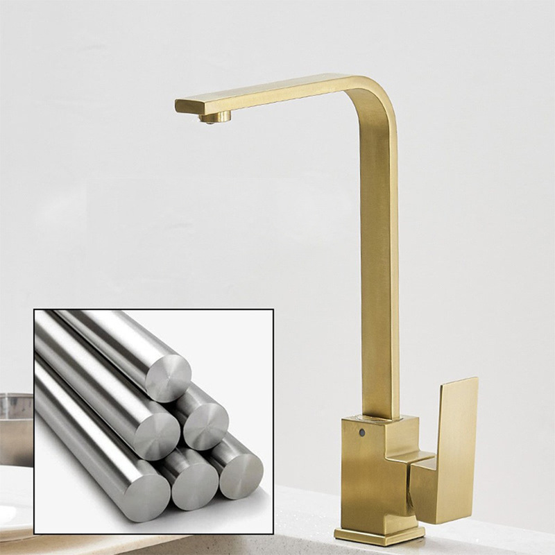 304 stainless steel black square kitchen faucet European-style paint hot and cold rotatable sink sink faucet 304 stainless steel black square kitchen faucet European-style paint hot and cold rotatable sink sink faucet
